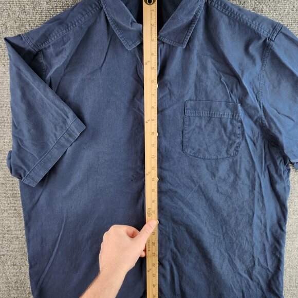 Tommy Bahama Silk Cotton Spandex Button Up Shirt Men Blue Large Stretch Adult LG - Picture 9 of 15